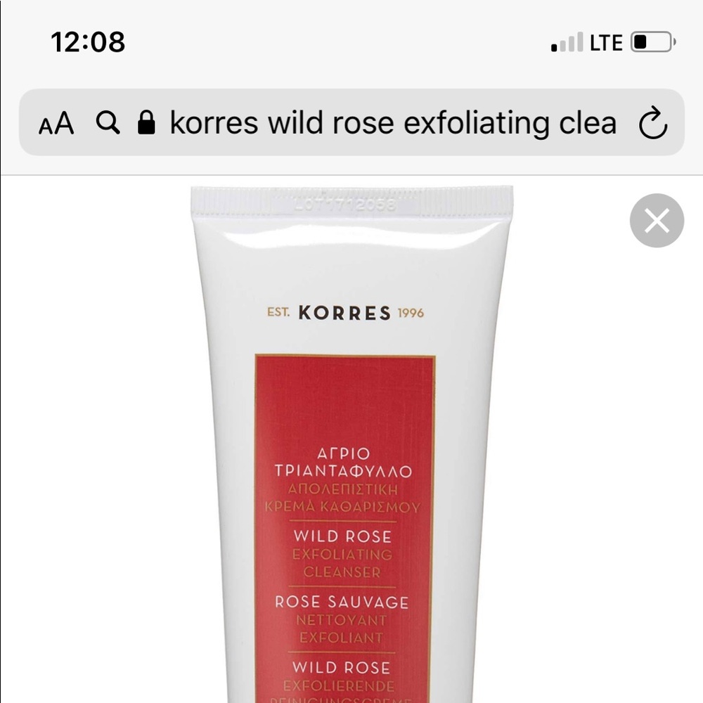 korres wild rose exfoliating cleanser